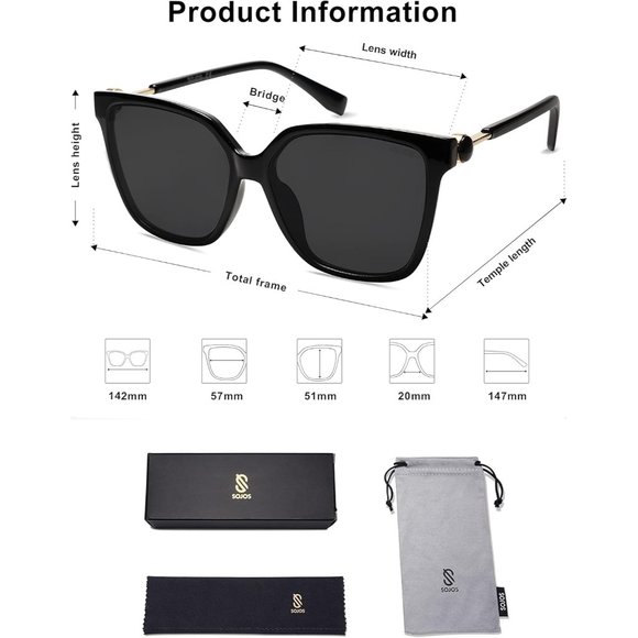 ✨Women\'s Black Fashion Square Sunglasses Trendy UV Protection Lens Sunglasses